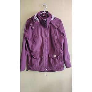 Carhartt Storm Defender Rare Burgundy‎ Hooded Rain Jacket Women Med 8-10